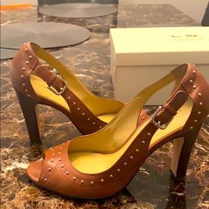 Coach peep toe studded leather pumps!